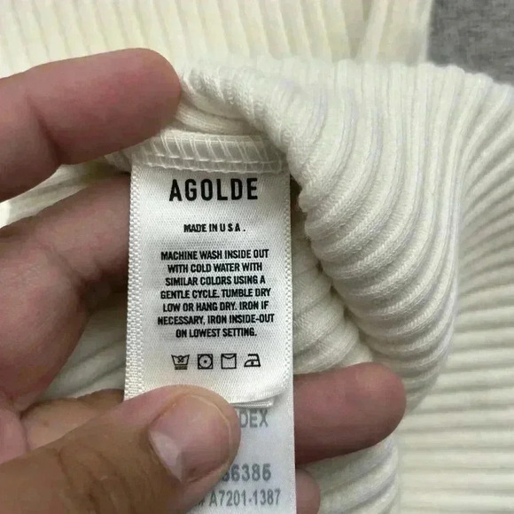 Agolde Top Womens Size Small White Square Neck Ribbed Knit Tank Top Mina Tank - Picture 6 of 10